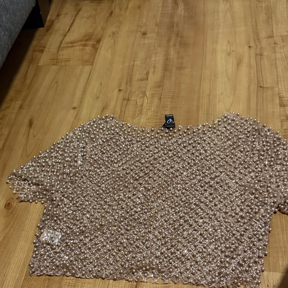 Windsor Beaded Crop Top - Tan